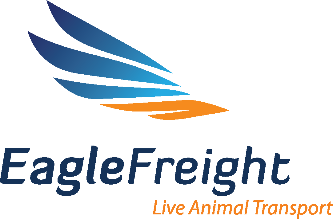 Eagle Freight Live Animal Transport logo with blue and orange wing design for professional animal transportation